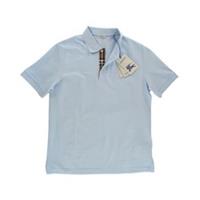 Burberry Polo Shirt Pale Blue Hartford Check Mens Cotton Pique Size L XL