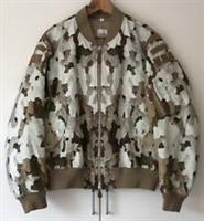 BURBERRY HONEY ELM-PRINT COTTON CANVAS BOMBER JACKET WITH BADGE APPLIQUE SIZE XL