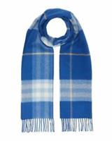 Burberry Women's Scarf 100% Cashmere Blue Check Scarf 168x30 cm Gift for Her