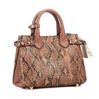 BURBERRY - Banner Bag - Small - Brown Python & Leather Tote Crossbody Strap -NEW