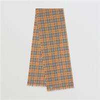 BURBERRY - Scarf - Beige Classic Check Pattern Wool & Silk New&Tags