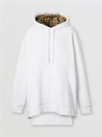 Burberry - Hoodie - White Jersey Check Hood Oversized Unisex - Size L - New&Tags - L Regular