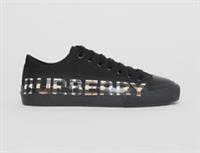 Burberry - Sneakers - Low Black Canvas Check Logo - Sz 37.5 / 4.5 UK - New&Box