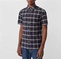 Burberry - George Shirt - Short Sleeve Navy Blue Check Plaid Cotton -XL- New&Tag - XL Regular