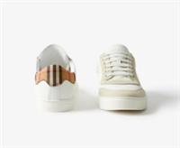 Burberry - Sneakers - White Leather Beige Check Trainers 46 / 12UK/ 13US New Box