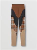 Burberry - Leggings - Birch Brown Check & Black Cut-Outs - Stretch Nylon XS - XS Regular