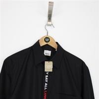 Burberry Black Quote Detail Classic Fit Long Sleeve Cotton Oxford Shirt