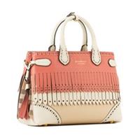 Burberry -Medium Banner Bag-Pink White Fringe Leather | Beige Check - New&Tags