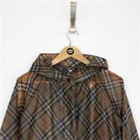 Burberry Emilia Tan Brown Nova Check Hooded Waterproof Parka Coat