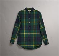 Burberry - Shirt - Green Yellow Wool Cotton Check Relaxed 2UK/ 0US/ XXS New&Tags - 2XS Regular
