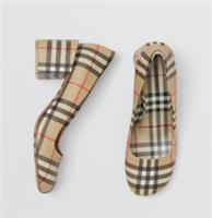 Burberry - Check Pumps - Beige Plaid Mid Block Heel Shoes - EU41/ UK8 / US11