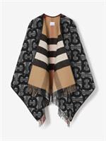 Burberry - Reversible Cape - Grey TB Monogram/ Beige Check Wool-Cashmere - One Size Regular