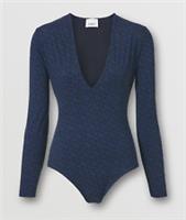 Burberry - Bodysuit - Navy Blue Black TB Monogram Jersey Top - XS - New Tag - XS Regular