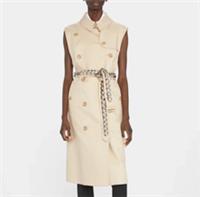 Burberry - Sleeveless Trench Coat - Beige Gilet Vest Chain Belt - 4US / 6UK  - 6 Regular