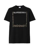 Burberry - T-Shirt - Black Cotton Jersey - Beige Horseferry Logo | XS New&Tag - XS Regular
