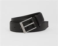 Burberry -Belt- Black Grained Leather - Silver Square Buckle 95cm /38in New&Tag - 38 Regular