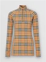 Burberry - Check Top - Turtleneck Long Sleeve Jersey Blouse - Size XS New&Tag - XS Regular