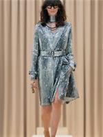 Burberry - Trench Dress - Silver Sequins Long Sleeve V-Neck -XS /UK6/ US4 - XS Regular