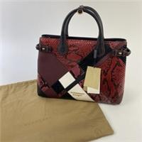 Burberry Medium Banner Patchwork Leather Tote Bag - Red - BNWT