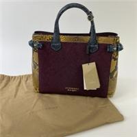 Burberry Medium Banner Grainy Calfskin Leather Tote Bag - Purple - BNWT
