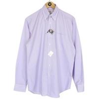 Vintage 90s Burberry Purple and White Gingham Check Long Sleeve Cotton Shirt - L Regular