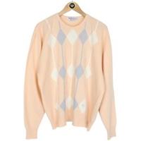 Vintage 90s Burberry Peach Argyle Lambswool Knit Jumper - XL Regular