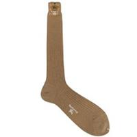 Vintage 90s Burberry Deadstock Tan Brown Long Wool Socks - M Regular