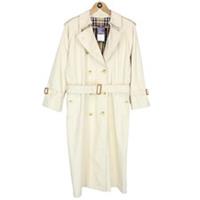 Vintage 90s Burberry Deadstock Cream Double Breasted Belted Trench Coat - M Petites