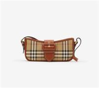 Burberry -Sling Bag- Beige Check & Brown Leather Shoulder Purse - New&Tags