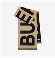 Burberry - Scarf - Logo Beige Black Reversible Jacquard Wool -Unisex- New&Tag