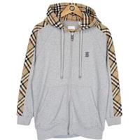 Burberry Kurke Grey and Tan Nova Check Cotton Full Zip Hoodie Jumper - XS Regular
