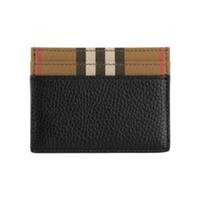 Burberry Card Holder Wallet Classic Check Black Leather And Canvas