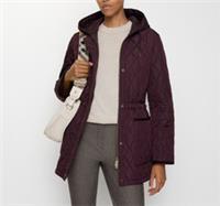 Burberry - Quilted Jacket - Short Burgundy Adjustable Waist & Hood - Size S - S Regular
