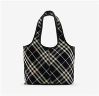 Burberry - Check Tote Bag + Pouch - Black & White Canvas - Small Size