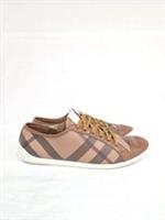Burberry Brown Leather Nova Check Trainers with dustbag and box Brand New