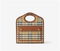 Burberry - Pocket Bag - Beige Check/ Plaid & Brown Leather - Crossbody/Shoulder