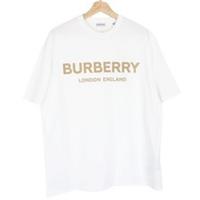 Burberry White Ellison Logo Print Short Sleeve Cotton T-Shirt - L Regular
