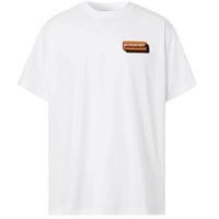Burberry White and Orange Short Sleeve Kay Logo Spellout T-Shirt - S Regular