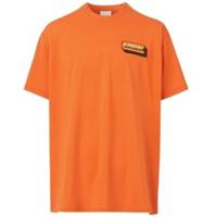 Burberry Orange and White Short Sleeve Kay Logo Spellout T-Shirt - S Regular