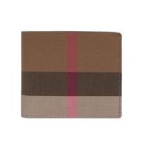 Burberry Check Wallet Bifold Brown Black Leather Coin Pocket Mens 80845651