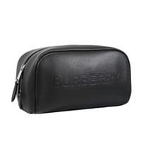 Burberry Leather Bag Cosmetic Pouch Embossed Logo Travel Bag Gift For Him Her