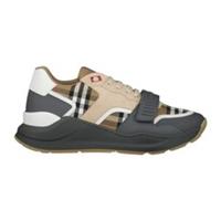 Burberry Ramsey Trainers Mens Check Taupe Brown Grey Size UK 10 Runners