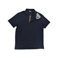 Burberry Polo Shirt Navy Blue Hartford Check Mens Cotton Pique Size Large