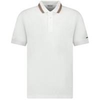 Burberry White Hartford Striped Check Collar Short Sleeve Cotton Polo