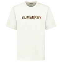 Burberry White Check Logo Embroidered Short Sleeve Cotton T-Shirt