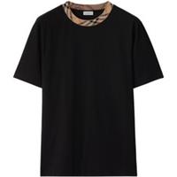 Burberry Black Trim Check Nova Check Collar Short Sleeve Cotton T-Shirt
