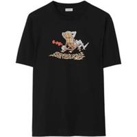 Burberry Black Beach Knight Print Short Sleeve Cotton T-Shirt
