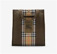 Burberry - Trench Tote- Millitary Khaki Green/ Beige Check Vertical Bag