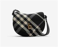 Burberry Medium Rocking Horse Bag Black & White Check & Leather Shoulder/Cross