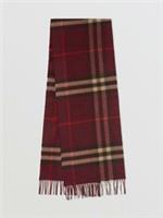 BURBERRY - Scarf - 100% Cashmere Burgundy Check Iconic Pattern *New&Tags*